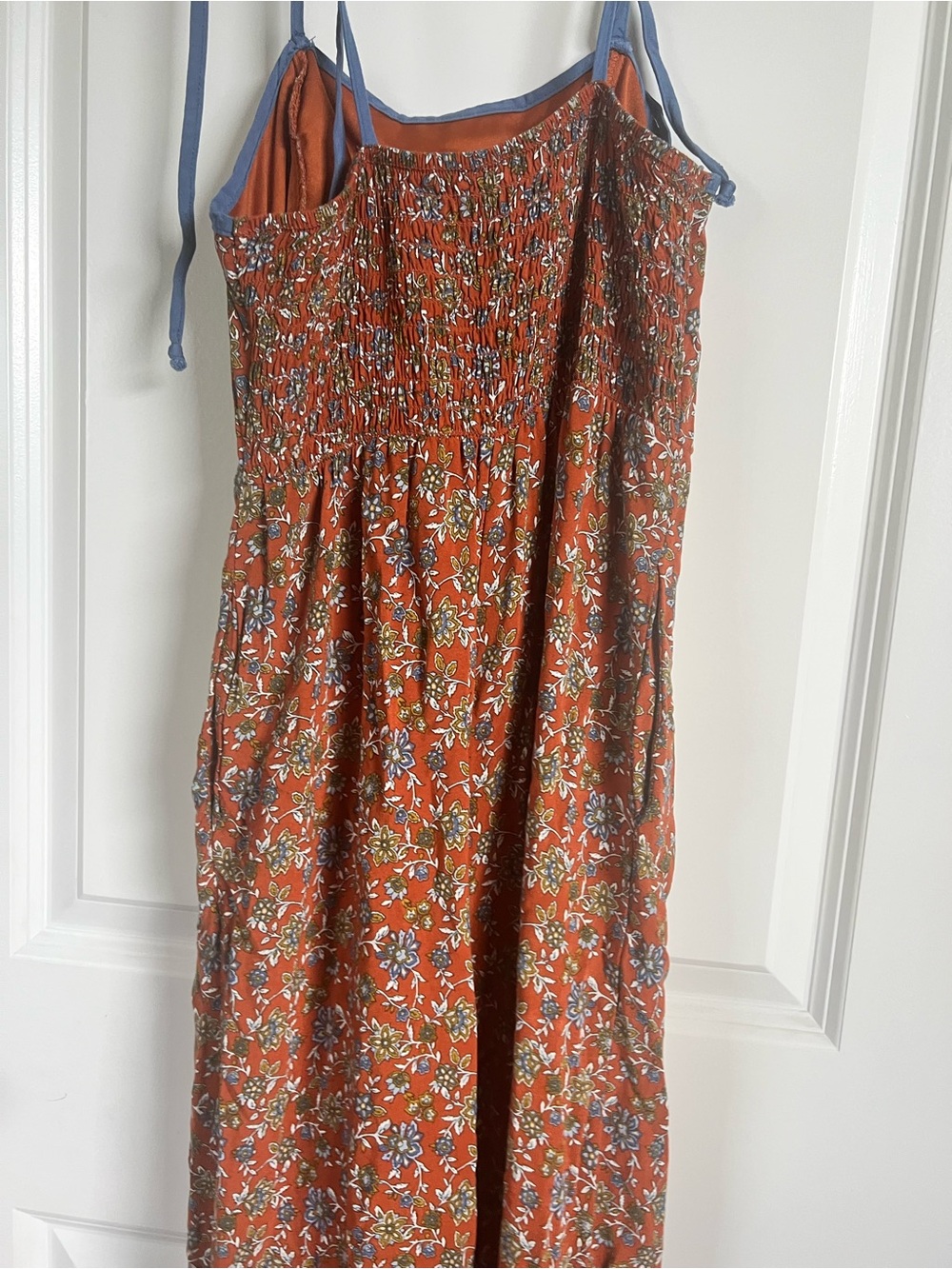 Rust Floral Wide-Leg Jumpsuit with Tie Straps - Picture 4 of 5